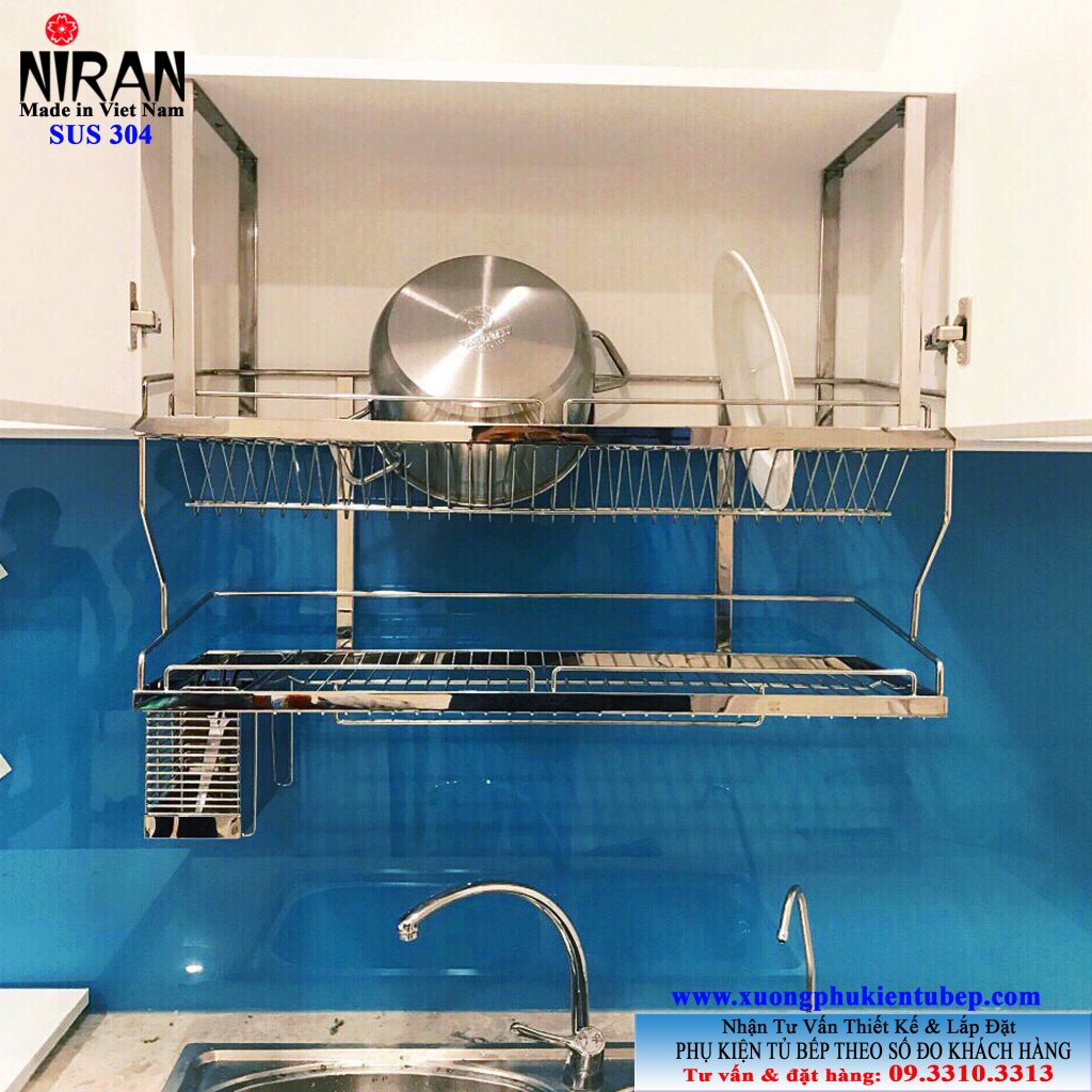 Kệ chén dĩa treo đáy tủ Niran inox 304