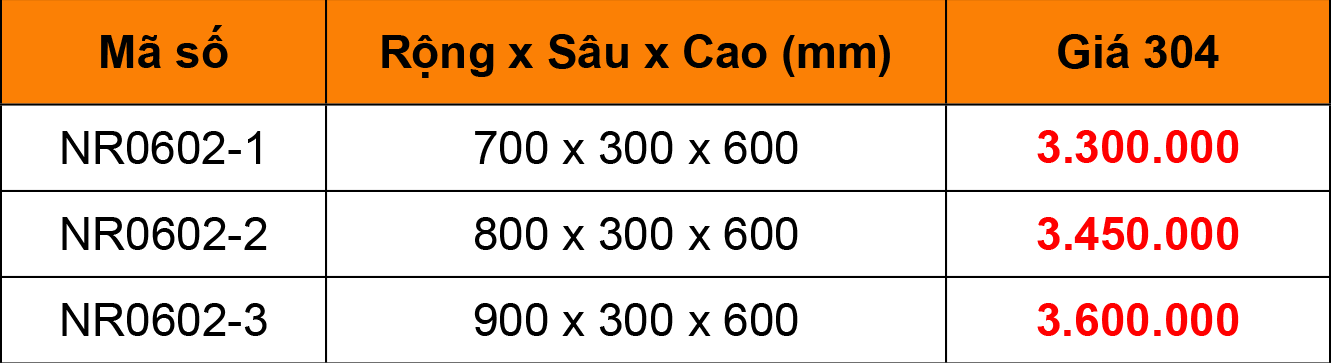 Bảng giá Kệ chén treo đáy tủ 2 tầng inox 304 Niran NR0602