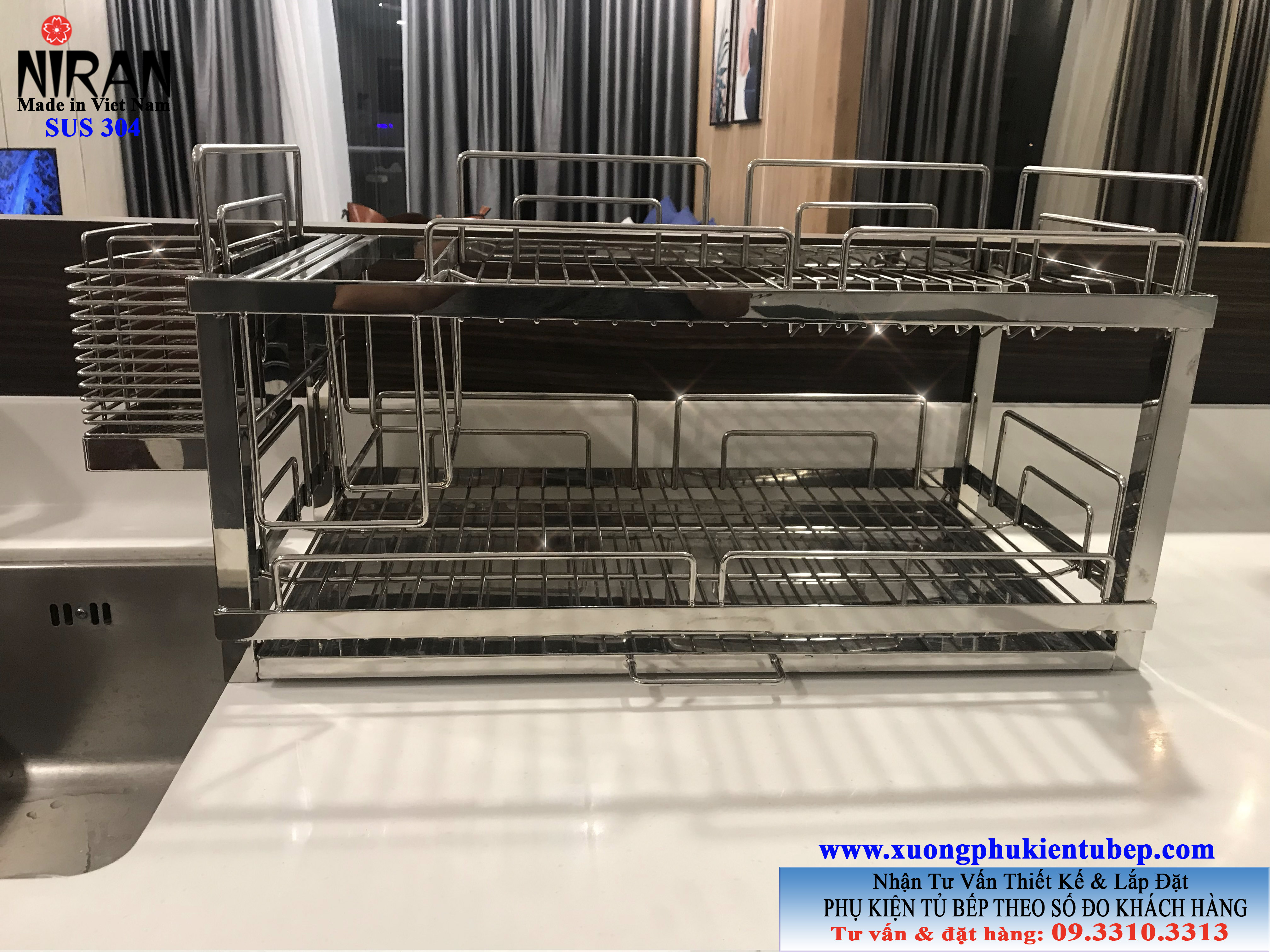 Kệ úp chén dĩa đứng inox 304 Niran NR1001
