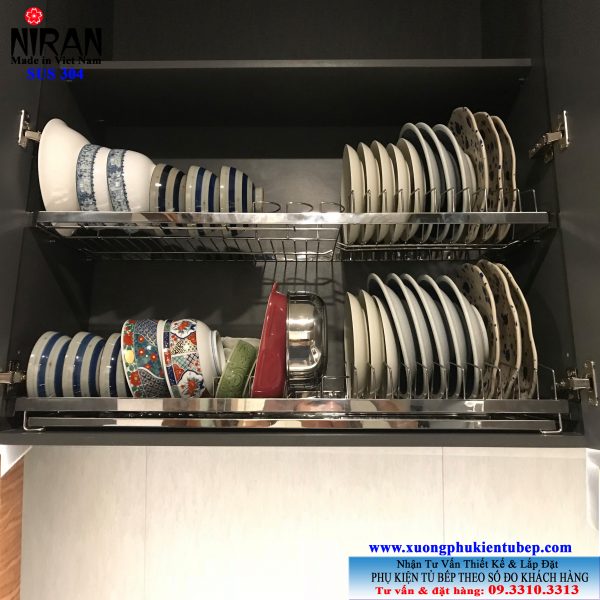 Kệ chén dĩa âm tủ Niran inox 304 NR0102