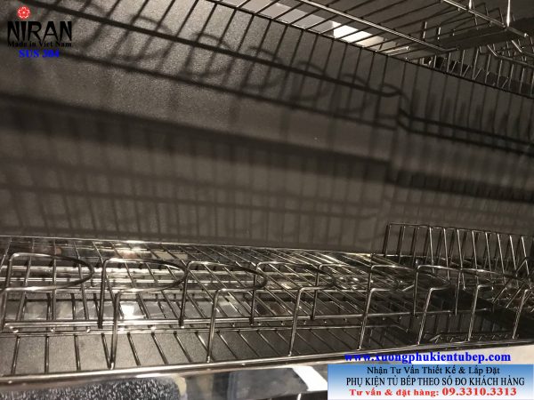 Kệ chén dĩa âm tủ Niran inox 304