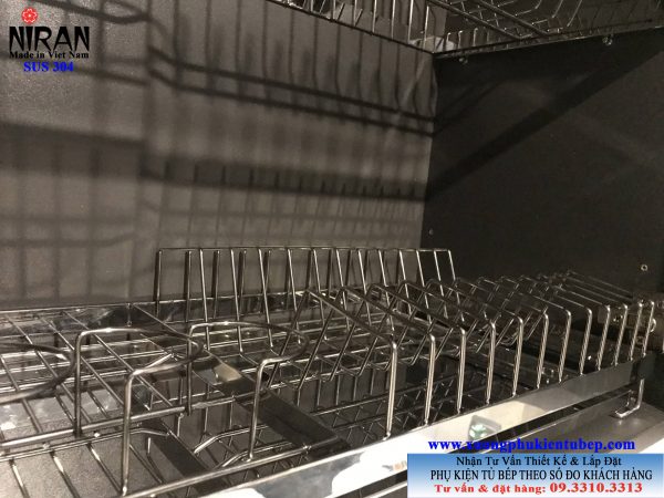 Kệ chén dĩa âm tủ Niran inox 304