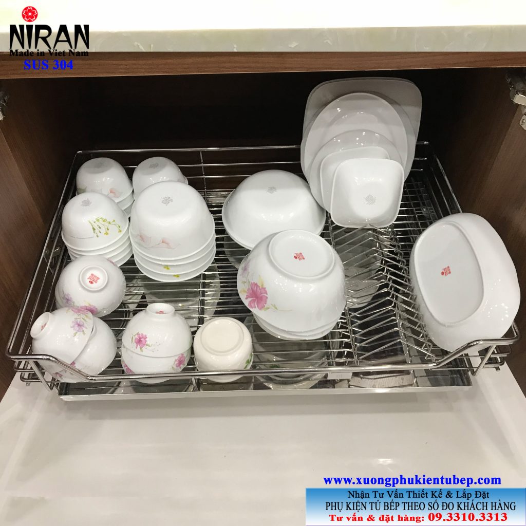 Rổ chén dĩa xoong nồi inox 304 Niran NR0205
