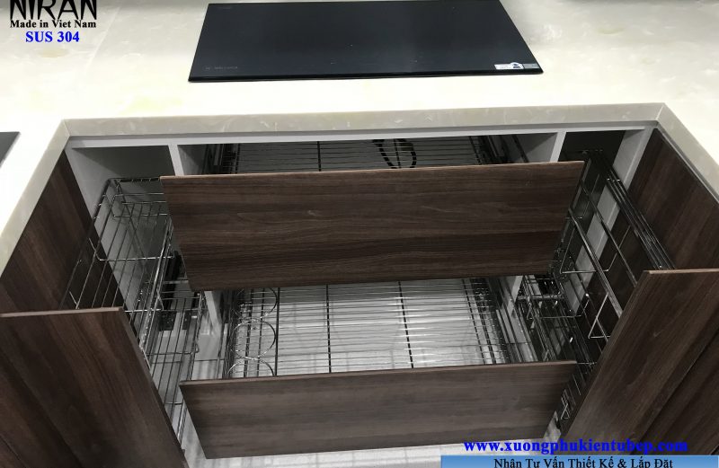 Hình ảnh phụ kiện tủ bếp Niran inox 304 nhà Chị Loan Chung cư Kingston