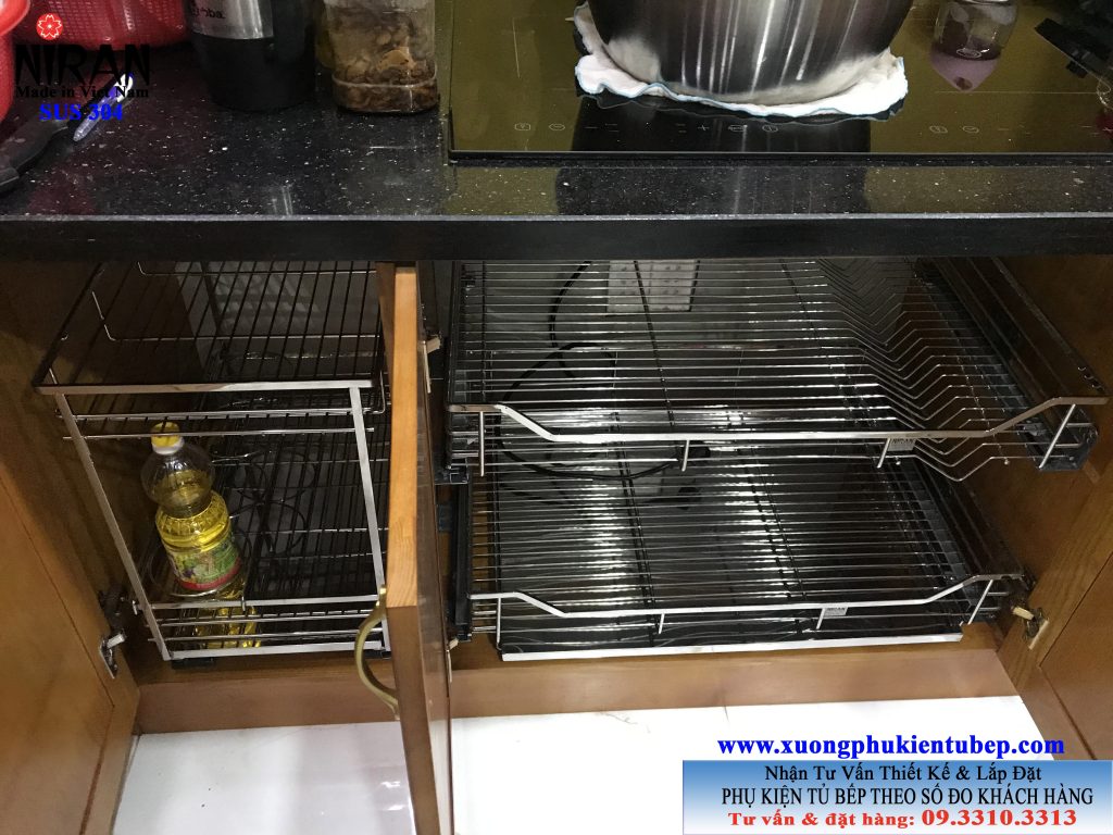 Thi công lắp đặt phụ kiện tủ bếp inox 304 TPHCM