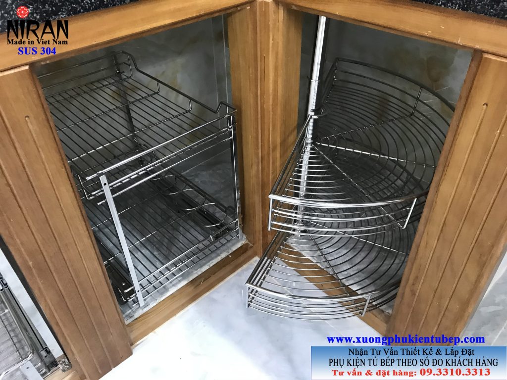 Kệ góc mâm xoay inox 304 Niran