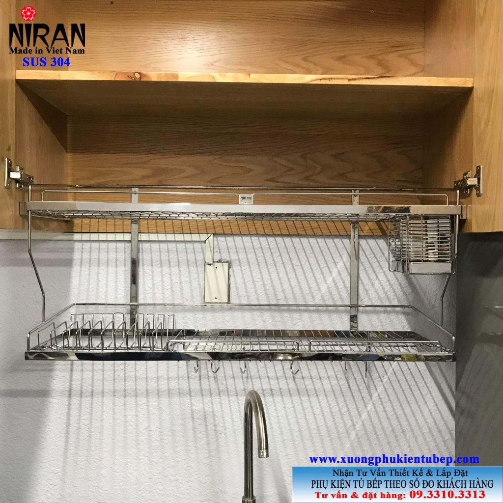 Kệ treo chén dĩa âm tủ inox 304 Niran