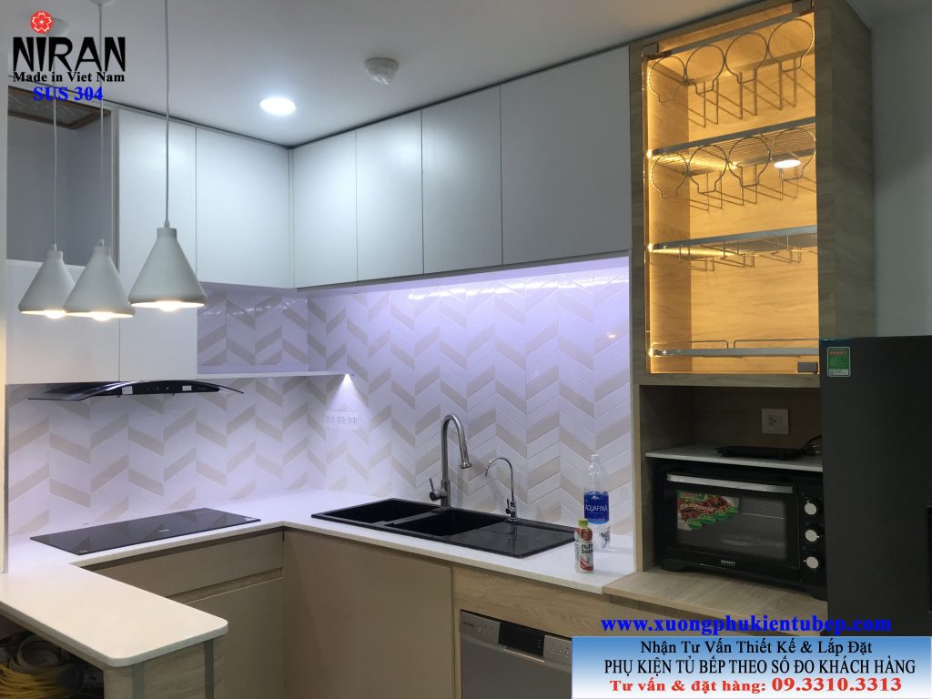 Phụ kiện tủ bếp inox 304 Niran nhà Cô Thu CC Botanica Q.Tân Bình