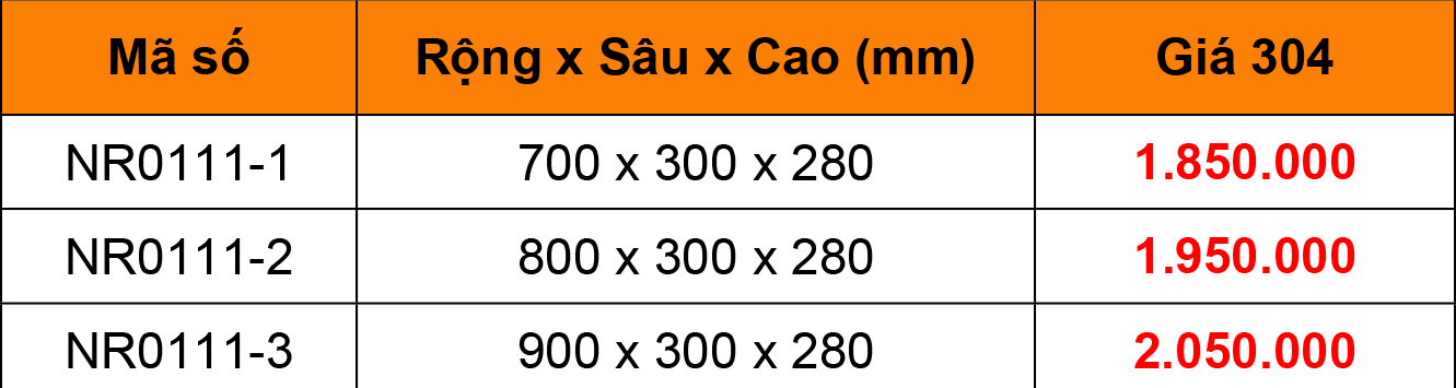 Bảng giá Kệ chén 1 tầng âm tủ inox 304 Niran NR0111