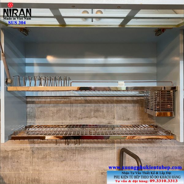 Kệ chén âm tủ 2 tầng inox 304 tủ bếp trên Kệ chén âm tủ 2 tầng inox 304 tủ bếp trên