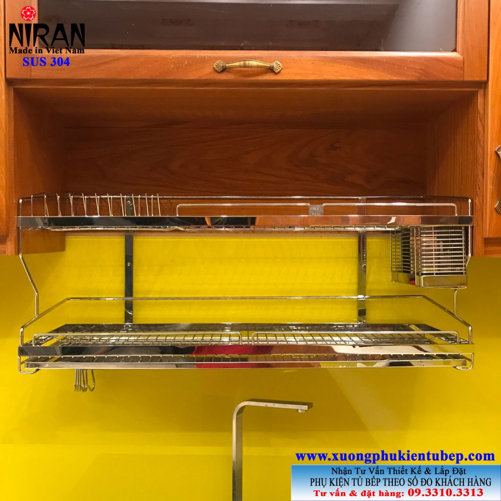 Kệ úp chén dĩa 2 tầng inox 304 Niran NR0609