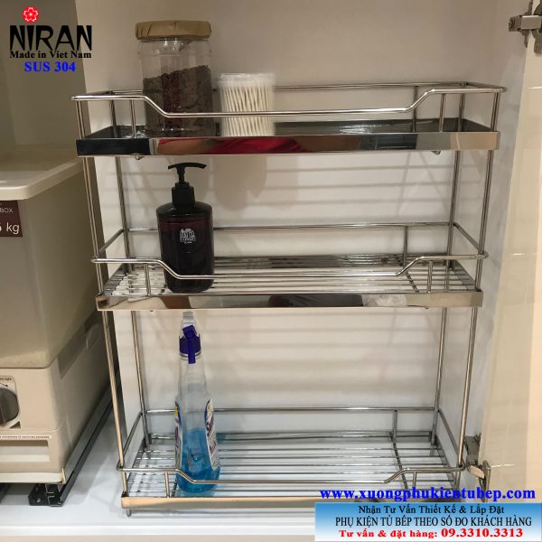 Kệ 3 tầng đứng inox 304 Niran NR3004
