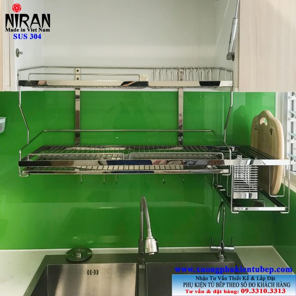 Kệ chén dĩa đa năng 2 tầng inox 304 Niran NR0610