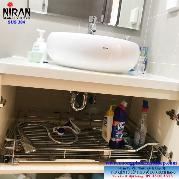Kệ để dưới tủ lavabo inox 304 Niran NR2003 Kệ để dưới tủ lavabo inox 304 Niran NR2003