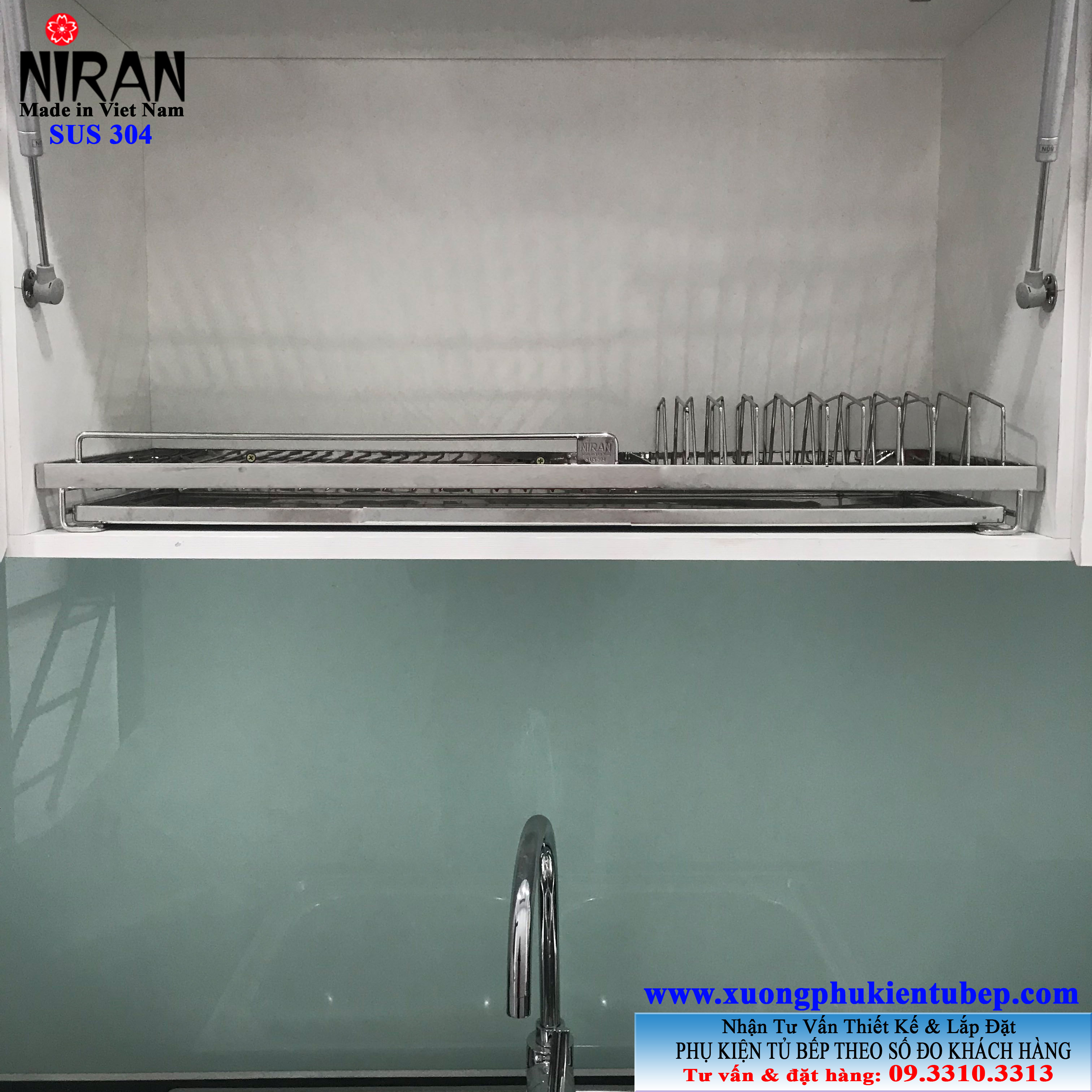 Ke chen dia 1 tang am tu inox 304 Niran NR0109