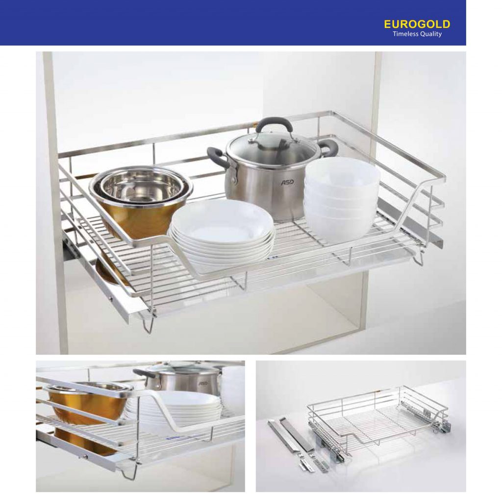 Giá xoong nồi EP60B inox 304 gắn cánh âm tủ – Eurogold