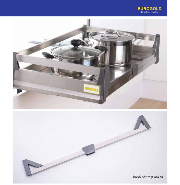 Giá xoong nồi EU131.600 inox hộp 2 lớp đáy âm tủ – Eurogold