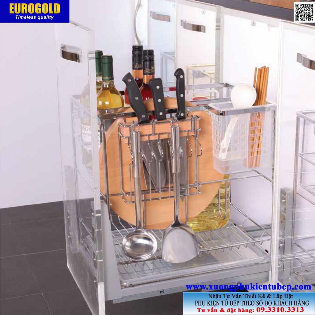 Giá dao thớt EP20 nan dẹt inox mờ Eurogold