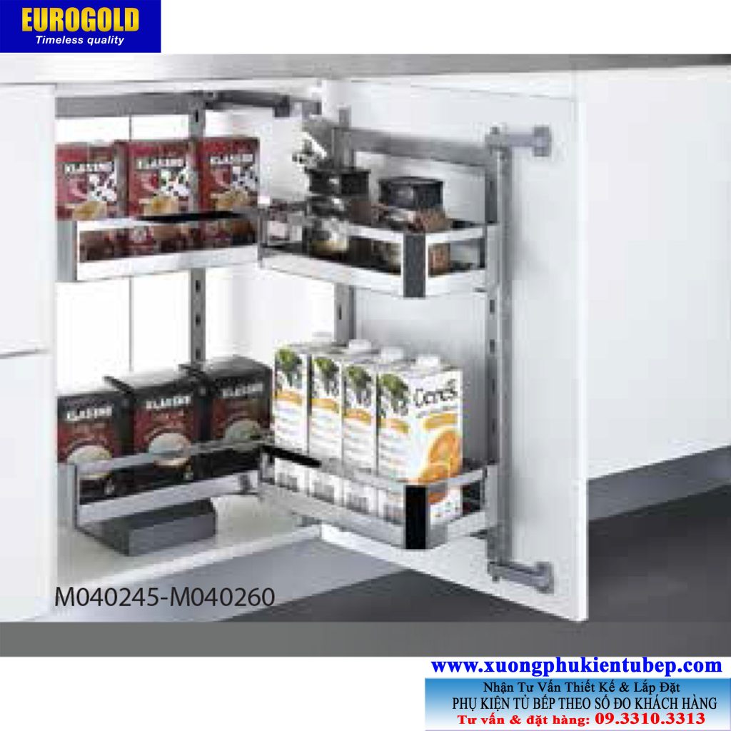 Hệ giá kho 2 tầng M040245 inox hộp cánh mở Eurogold