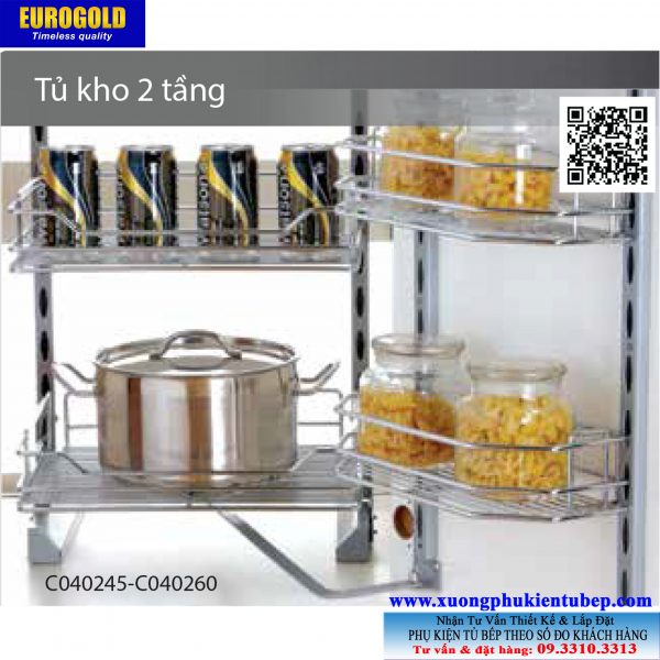 Hệ giá kho 2 tầng C040245 inox cánh mở Eurogold