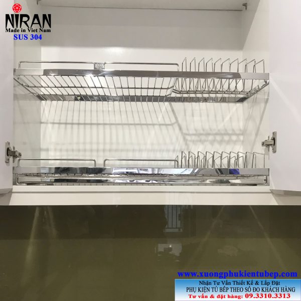 Kệ chén âm tủ trên 2 tầng inox 304 Niran NR0114