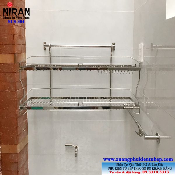 Kệ chén treo tường 2 tầng inox 304 Niran NR0611 Kệ chén treo tường 2 tầng inox 304 Niran NR0611