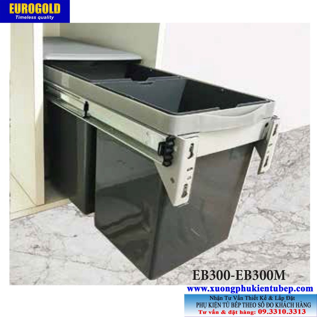 Thùng rác đôi EB300 gắn cánh âm tủ – Eurogold