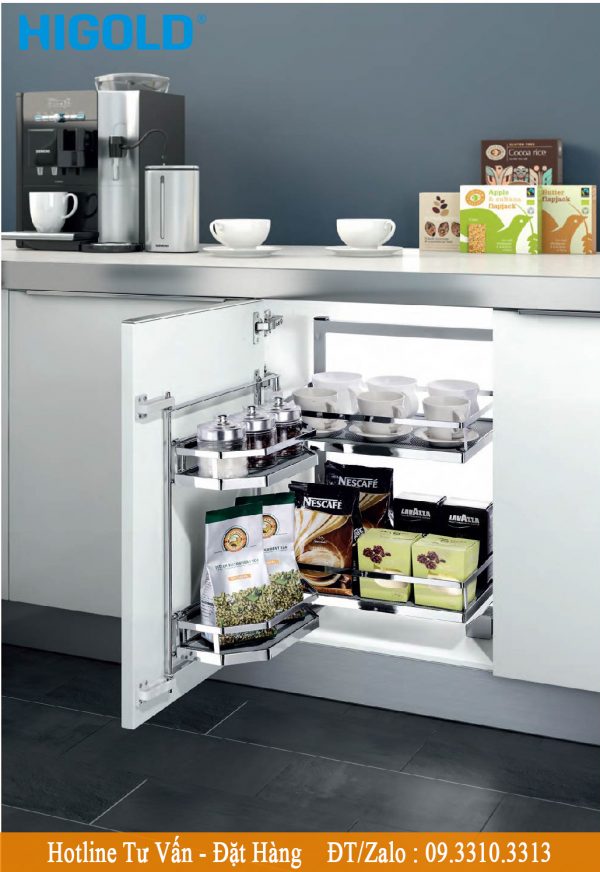 Kệ thực phẩm 4 rổ tủ dưới Diamond Crom – Higold 309019, 309020