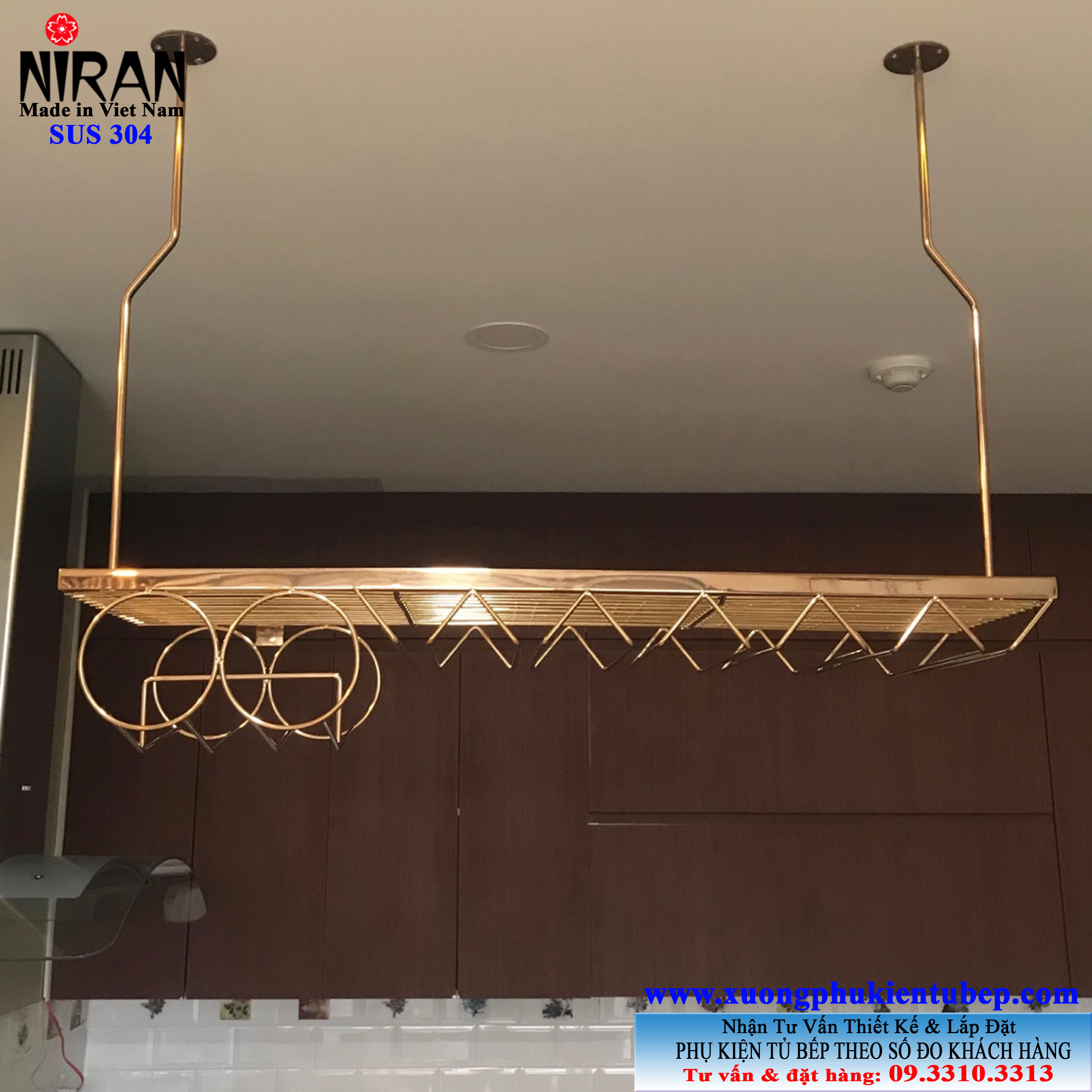 Giá treo ly inox 304 Rose Niran NR0502