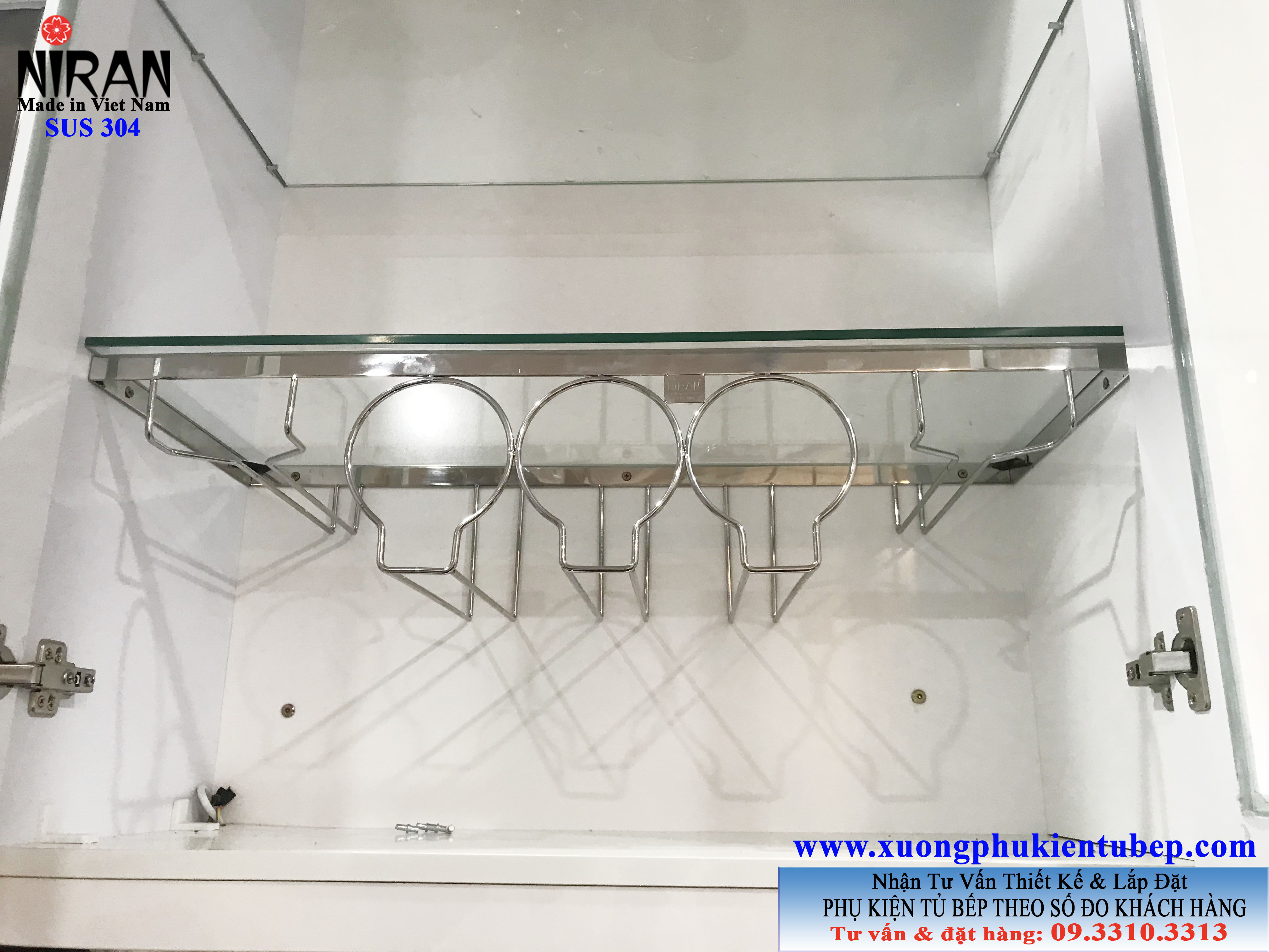 Kệ treo ly rượu inox 304 Niran NR0508 - Made in Viet Nam