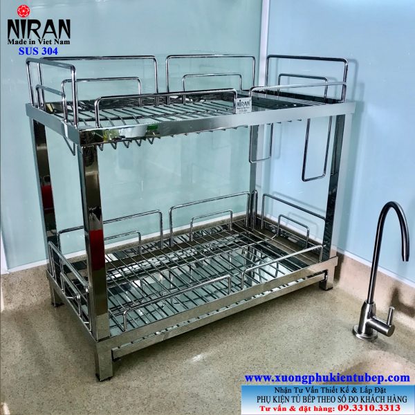 Kệ úp chén dĩa để bàn 2 tầng inox 304 NR1002