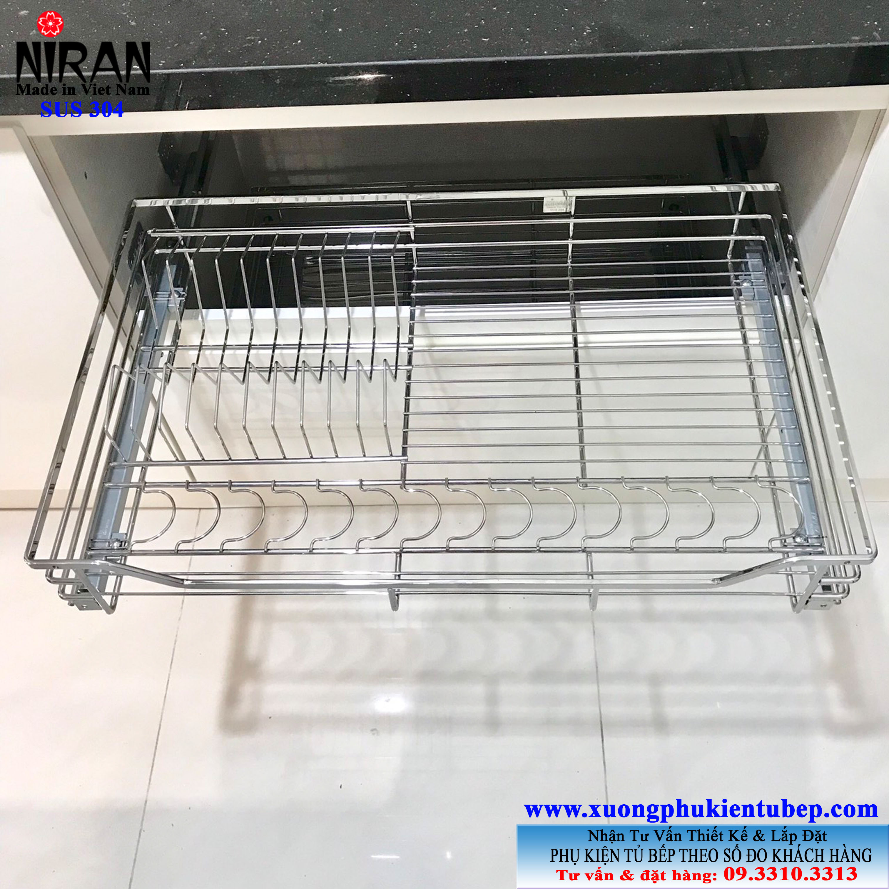 Rổ đựng chén dĩa inox 304 Niran NR0208 - Made in Viet Nam