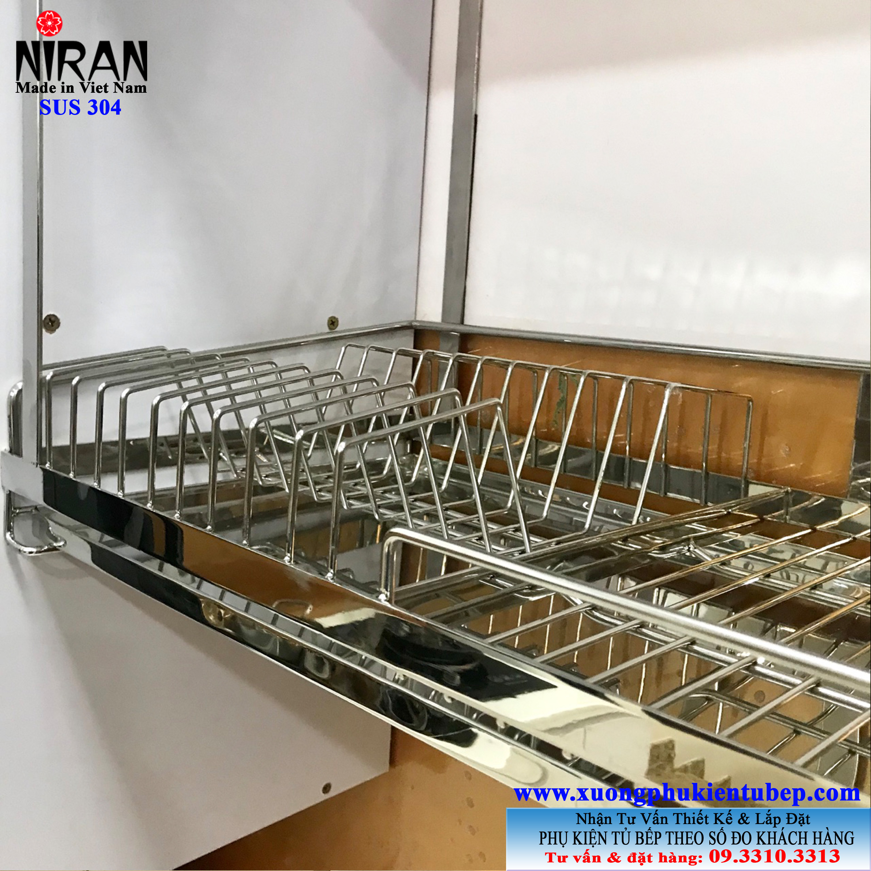 Kệ chén dĩa treo inox 304 Niran NR0613 - Made in Viet Nam