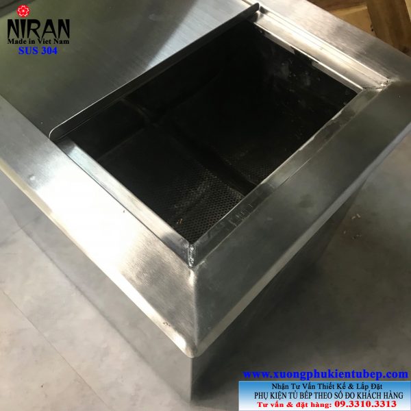 thùng đá đựng đá inox 304 âm tủ bếp thùng đá đựng đá inox 304 âm tủ bếp