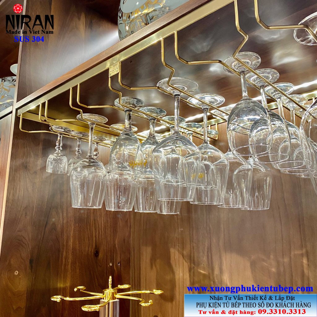 Kệ treo ly rượu inox 304 Gold Niran NR0513 - Made in Viet Nam