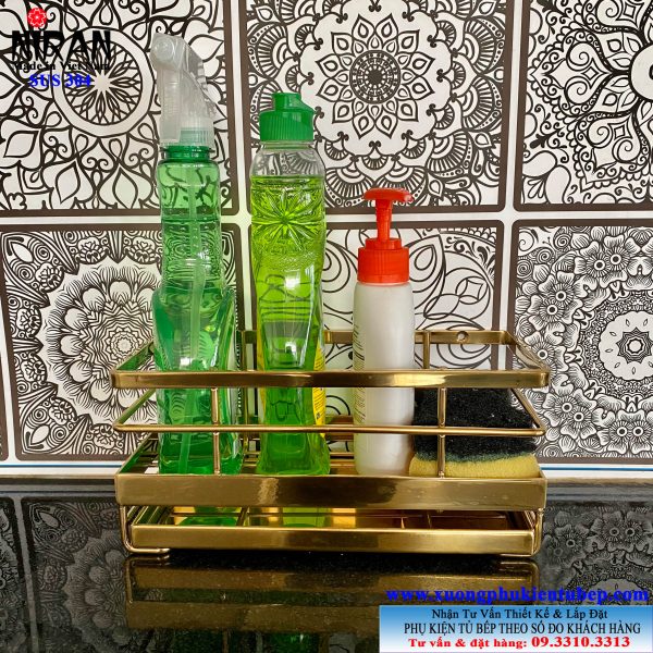 ke de chai nuoc rua chen tren chau rua inox 304 ma vang Niran NR3018 ke de chai nuoc rua chen tren chau rua inox 304 ma vang Niran NR3018