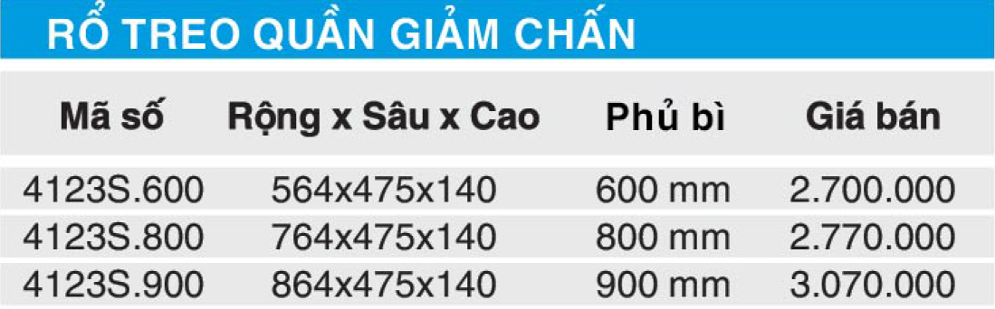 Bảng giá rổ treo quần giảm chấn Higold 4123S