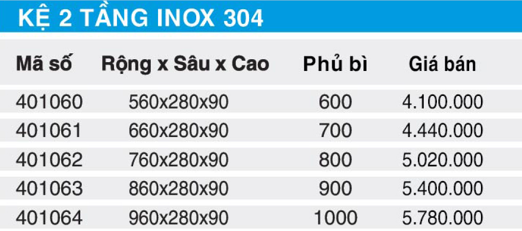 Bảng giá kệ chén 2 tầng Higold 401060