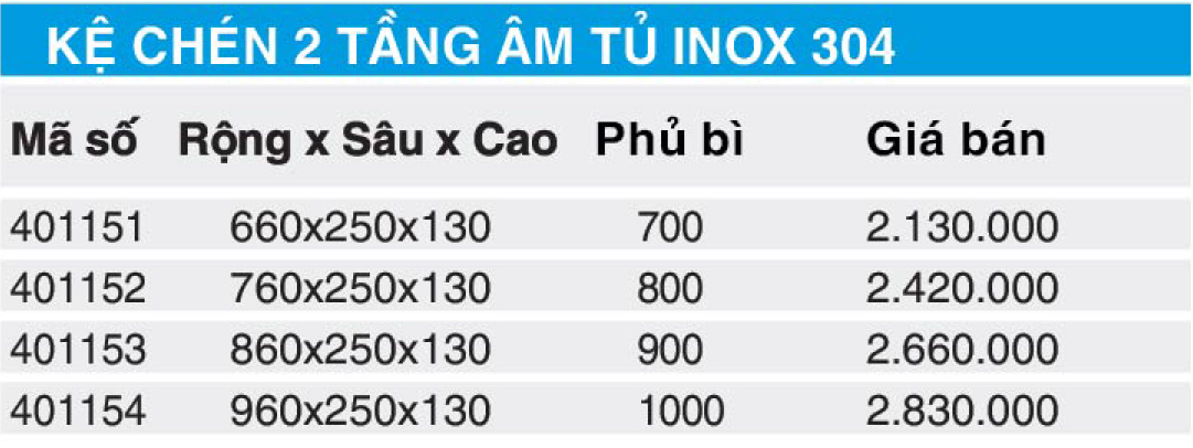 Bảng giá kệ chén 2 tầng âm tủ Higold 401151