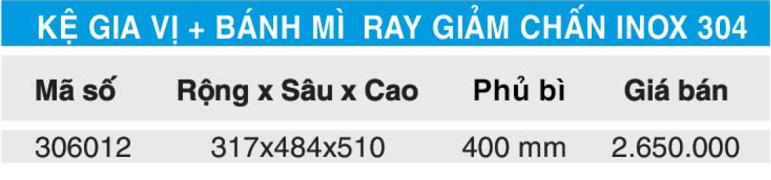 Bảng giá kệ gia vị Higold 306012