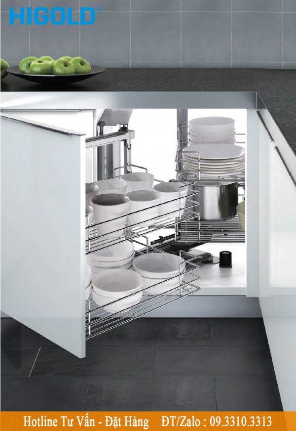 Kệ góc xoay liên hoàn trái phải inox Higold 101005 , 101006 Kệ góc xoay liên hoàn trái phải inox Higold 101005 , 101006
