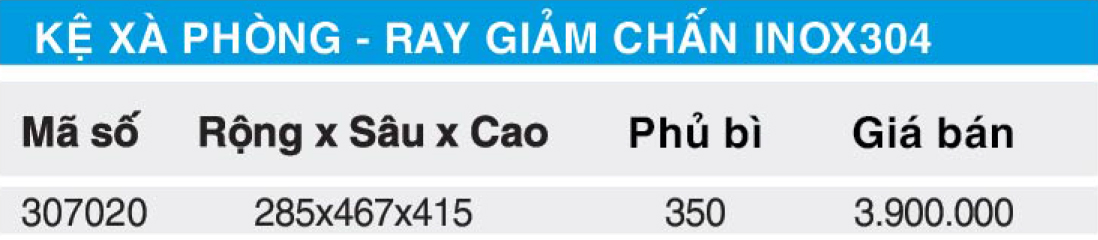 Bảng giá kệ xà phòng Higold 307020