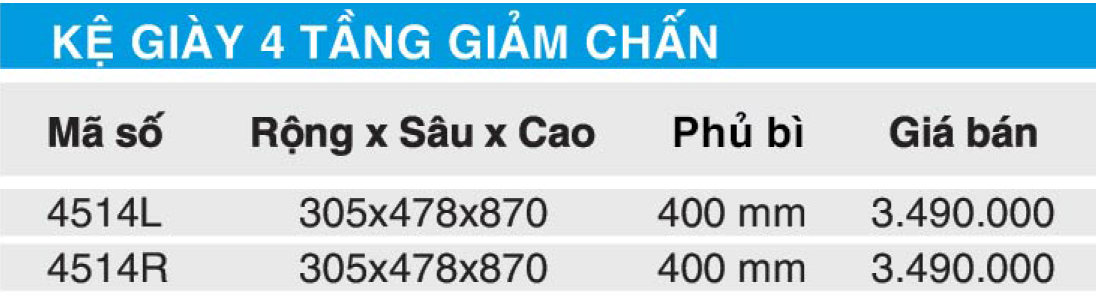 Bảng giá kệ giày Higold 4514