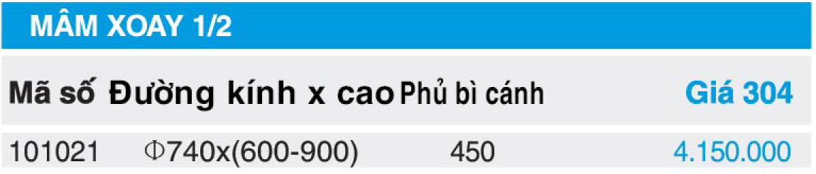 Bảng giá mâm xoay Higold 101021