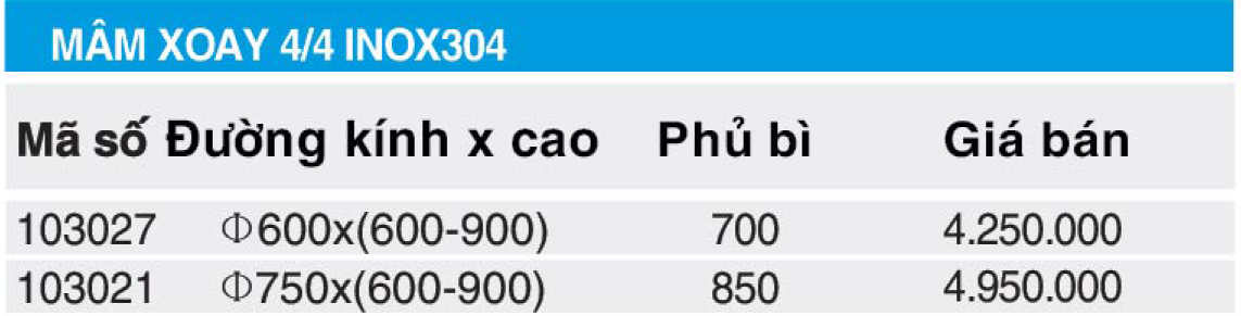 Bảng giá mâm xoay Higold 103027
