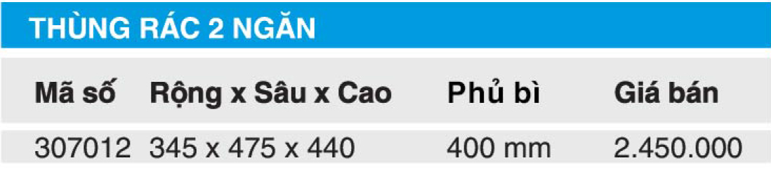 Bảng giá thùng rác 2 ngăn Higold 307012
