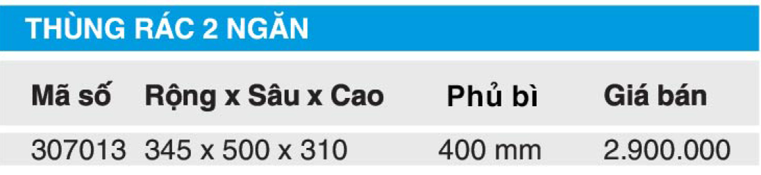 Bảng giá thùng rác 2 ngăn Higold 307013