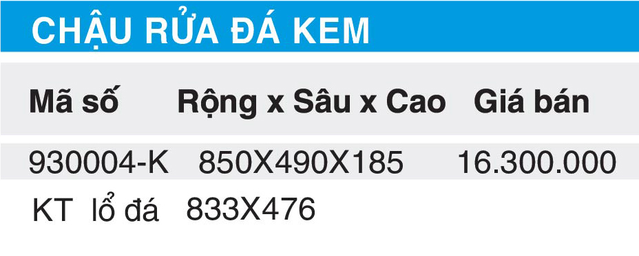 BANG GIA CHAU RUA DA KEM 930004K