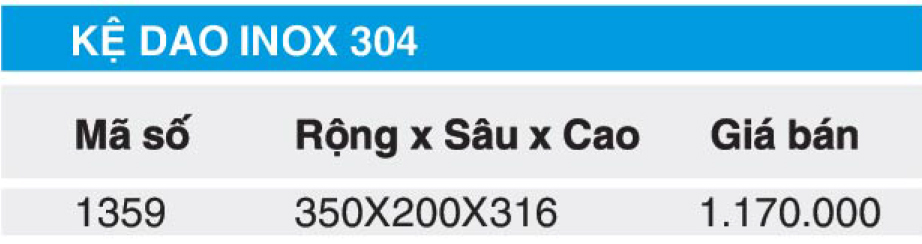 Bảng giá kệ dao Higold 1359