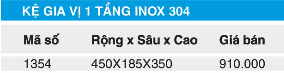 Bảng giá kệ gia vị 1 tầng Higold 1354
